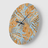 鮮やか熱帯の花カラフル：継ぎ目。 ラージ壁時計 (傾斜)