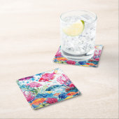 鮮やか熱帯魚の水彩海洋生物の模様 スクエアペーパーコースター (インサイチュ)