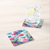 鮮やか熱帯魚の水彩海洋生物の模様 スクエアペーパーコースター (インサイチュ)