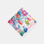 鮮やか熱帯魚の水彩海洋生物の模様 スタンダードカクテルナプキン (角)