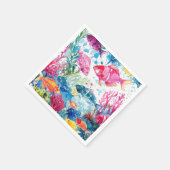 鮮やか熱帯魚の水彩海洋生物の模様 スタンダードカクテルナプキン (角)