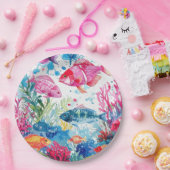 鮮やか熱帯魚の水彩海洋生物の模様 ペーパープレート (パーティー)