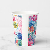 鮮やか熱帯魚の水彩海洋生物の模様 紙コップ (右)