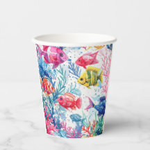 鮮やか熱帯魚の水彩海洋生物の模様