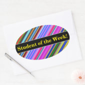 鮮やか目に色の数々の付いたストライプパターン 楕円形シール (封筒)