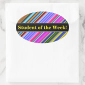 鮮やか目に色の数々の付いたストライプパターン 楕円形シール (バッグ)