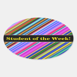 鮮やか目に色の数々の付いたストライプパターン 楕円形シール