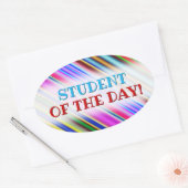 鮮やか目に色の数々の付いたストライプパターン 楕円形シール (封筒)