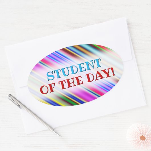 鮮やか目に色の数々の付いたストライプパターン 楕円形シール (封筒)