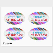 鮮やか目に色の数々の付いたストライプパターン 楕円形シール (シート)