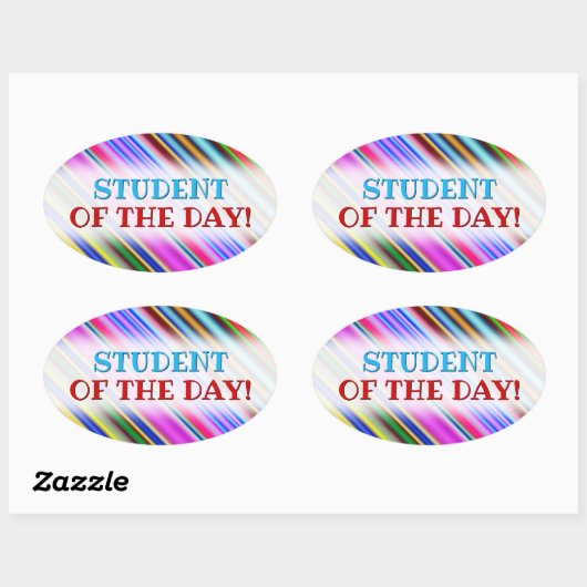 鮮やか目に色の数々の付いたストライプパターン 楕円形シール (シート)