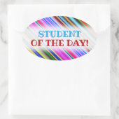 鮮やか目に色の数々の付いたストライプパターン 楕円形シール (バッグ)