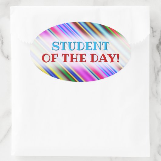 鮮やか目に色の数々の付いたストライプパターン 楕円形シール (バッグ)