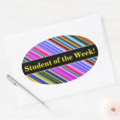 鮮やか目に色の数々の付いたストライプパターン 楕円形シール (封筒)