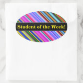 鮮やか目に色の数々の付いたストライプパターン 楕円形シール (バッグ)