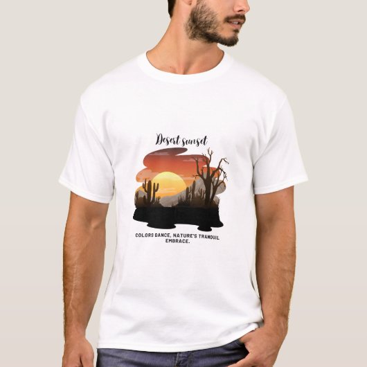鮮やか砂漠サンセットティ男性へー Tシャツ (正面)