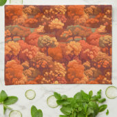 鮮やか秋ツリーイラストレーション – 秋の森 キッチンタオル (折り畳み)