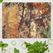 鮮やか秋フォレスト自然カモフラージュデコール キッチンタオル (折り畳み)