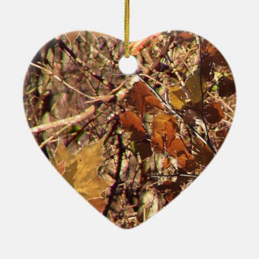 鮮やか秋フォレスト自然カモフラージュデコール セラミックオーナメント (裏面)