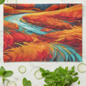 鮮やか秋リバーシーン キッチンタオル (折り畳み)