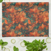 鮮やか紅葉パターン – コージー秋 キッチンタオル (折り畳み)