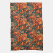 鮮やか紅葉パターン – コージー秋 キッチンタオル (縦)