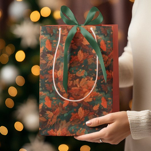 鮮やか紅葉パターン – コージー秋 ミディアムペーパーバッグ