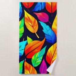 鮮やか紅葉パターン ビーチタオル