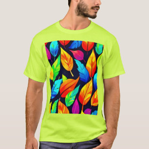 鮮やか紅葉パターン Tシャツ