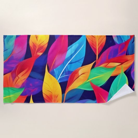 鮮やか紅葉抽象芸術 ビーチタオル (正面)