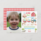 鮮やか納屋周囲の庭農畜生誕生会の写真 サンキューカード (正面/裏面)