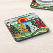 鮮やか紙クイルカラフルアート コースター (左側)