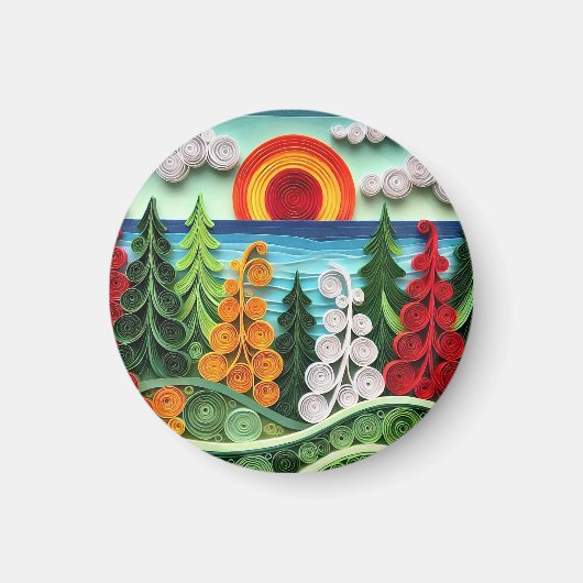 鮮やか紙クイルカラフルアート マグネット (正面)