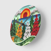 鮮やか紙クイルカラフルアート ラウンド壁時計 (傾斜)