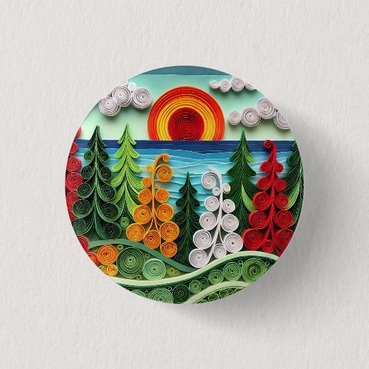 鮮やか紙クイルカラフルアート 缶バッジ (正面)