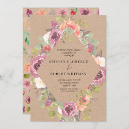 鮮やか素朴フローラクラフト結婚式招待状 招待状