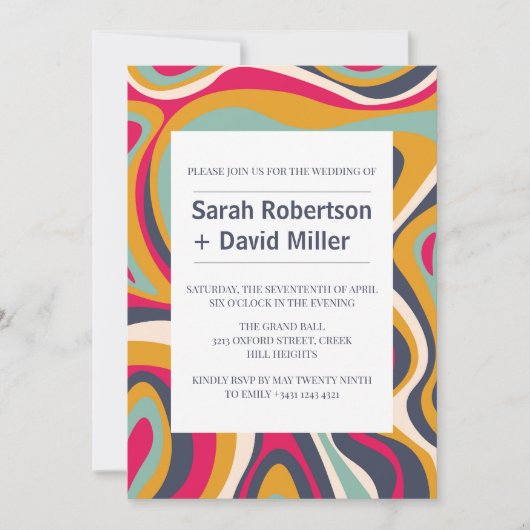 鮮やか結婚はっきりした抽象芸術 招待状 (正面)