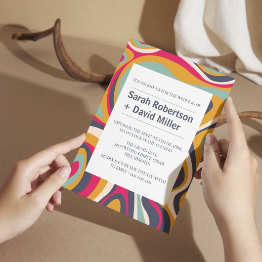 鮮やか結婚はっきりした抽象芸術 招待状