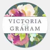 鮮やか結婚パーソナライズされた開花 ラウンドシール (正面)