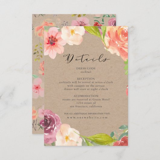 鮮やか結婚素朴フローラの詳細 エンクロージャーカード (正面/裏面)