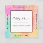 鮮やか絞り染めソーシャルメディアマネージャーのカラーバースト スクエア名刺 (正面)