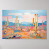 鮮やか絵を描サボスデザートウエスタンアート ポスター (正面)
