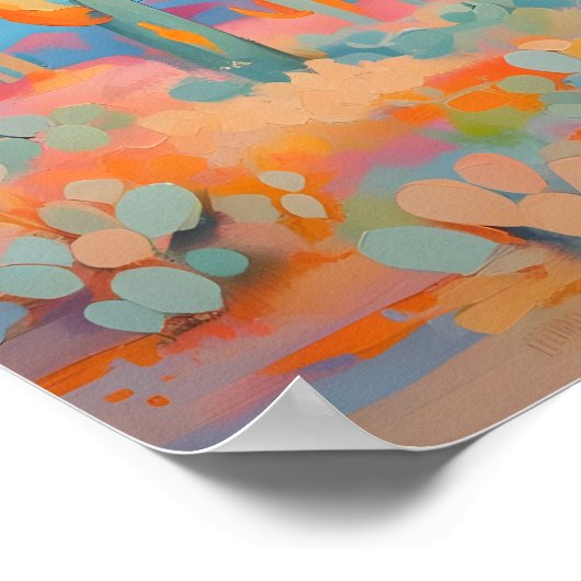 鮮やか絵を描サボスデザートウエスタンアート ポスター (角)