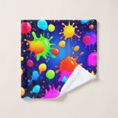 鮮やか絵を描抽象芸術 バスタオルセット (ウォッシュタオル)