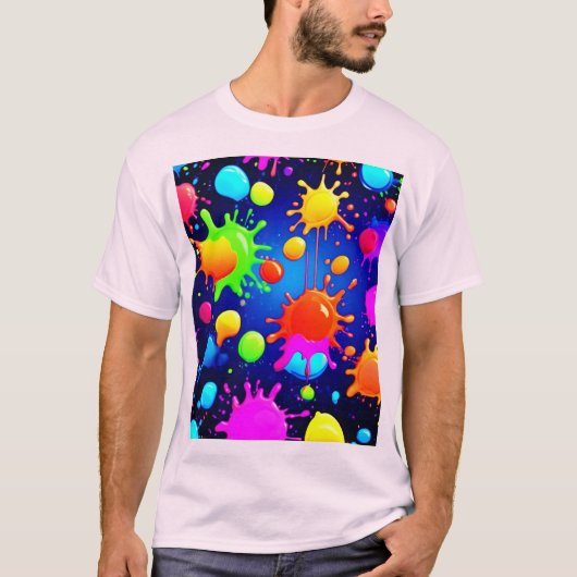 鮮やか絵を描抽象芸術 Tシャツ (正面)