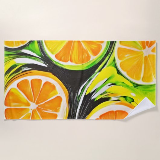 鮮やか絵を描類 ビーチタオル (正面)