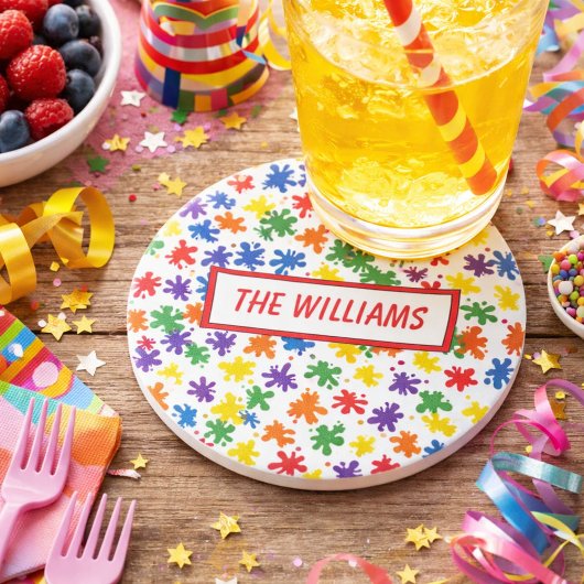 鮮やか絵を描（ばちゃばちゃ）跳ねる コースター