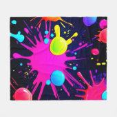 鮮やか絵を描(ばちゃばちゃ)跳ねる フリースブランケット (正面(横))