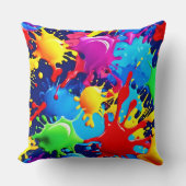 鮮やか絵を描（ばちゃばちゃ）跳ねる: A はっきりした Colorsステートメント クッション (正面)