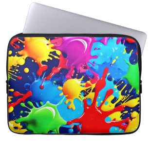 鮮やか絵を描(ばちゃばちゃ)跳ねる: A はっきりした Colorsステートメント ラップトップスリーブ